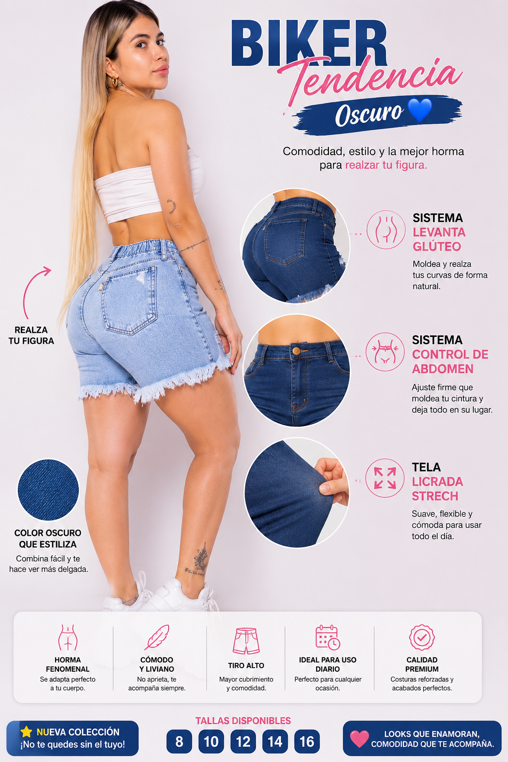 K4642 BIKER TENDENCIA AZUL CLARO