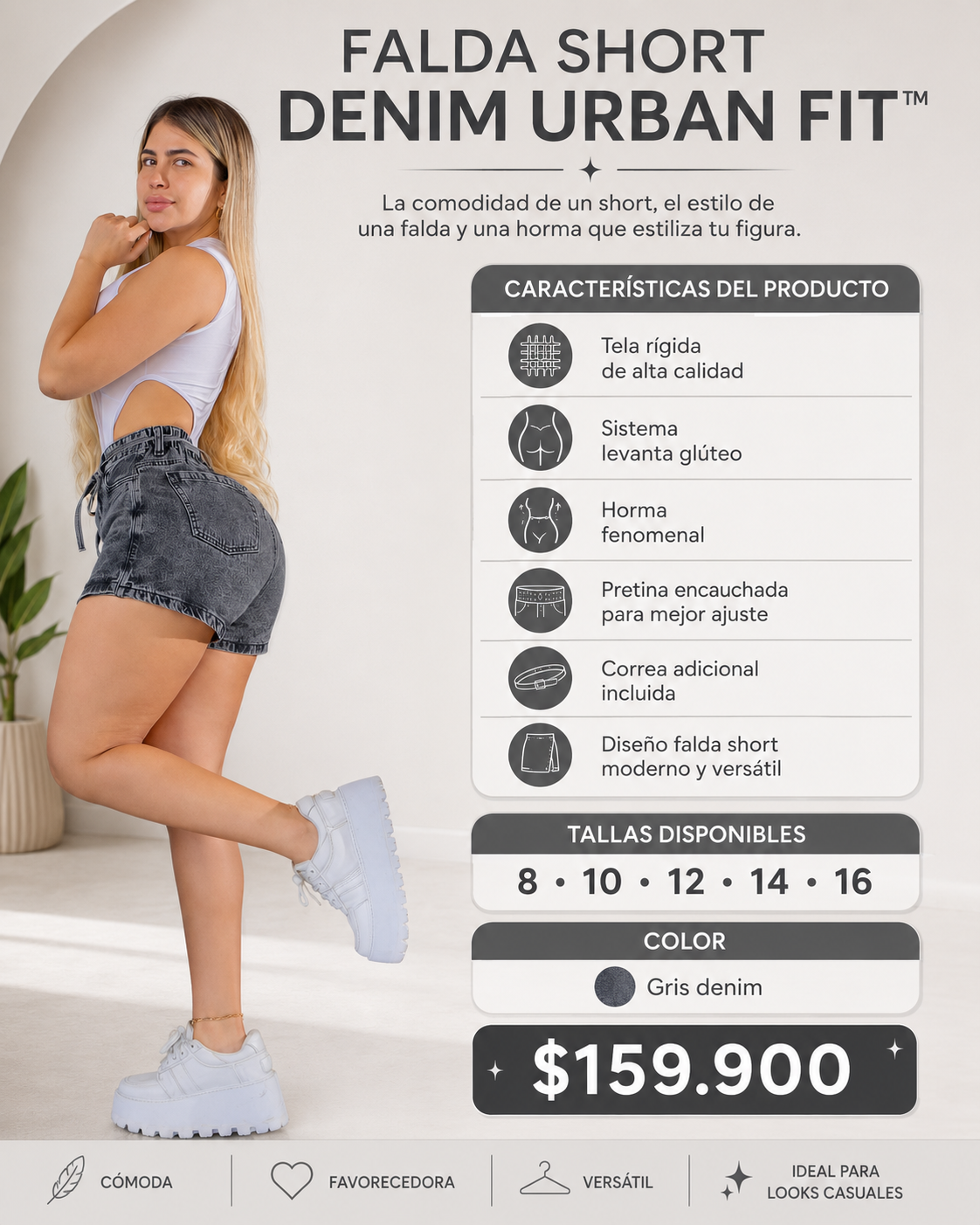 Falda Short Denim Urban Fit™ K4654