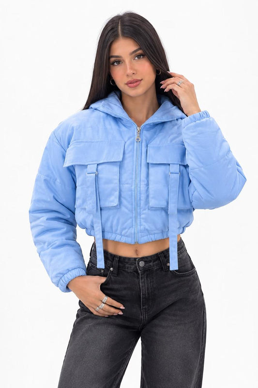 CHAQUETA URBAN CROP PUFFER AZUL BABY