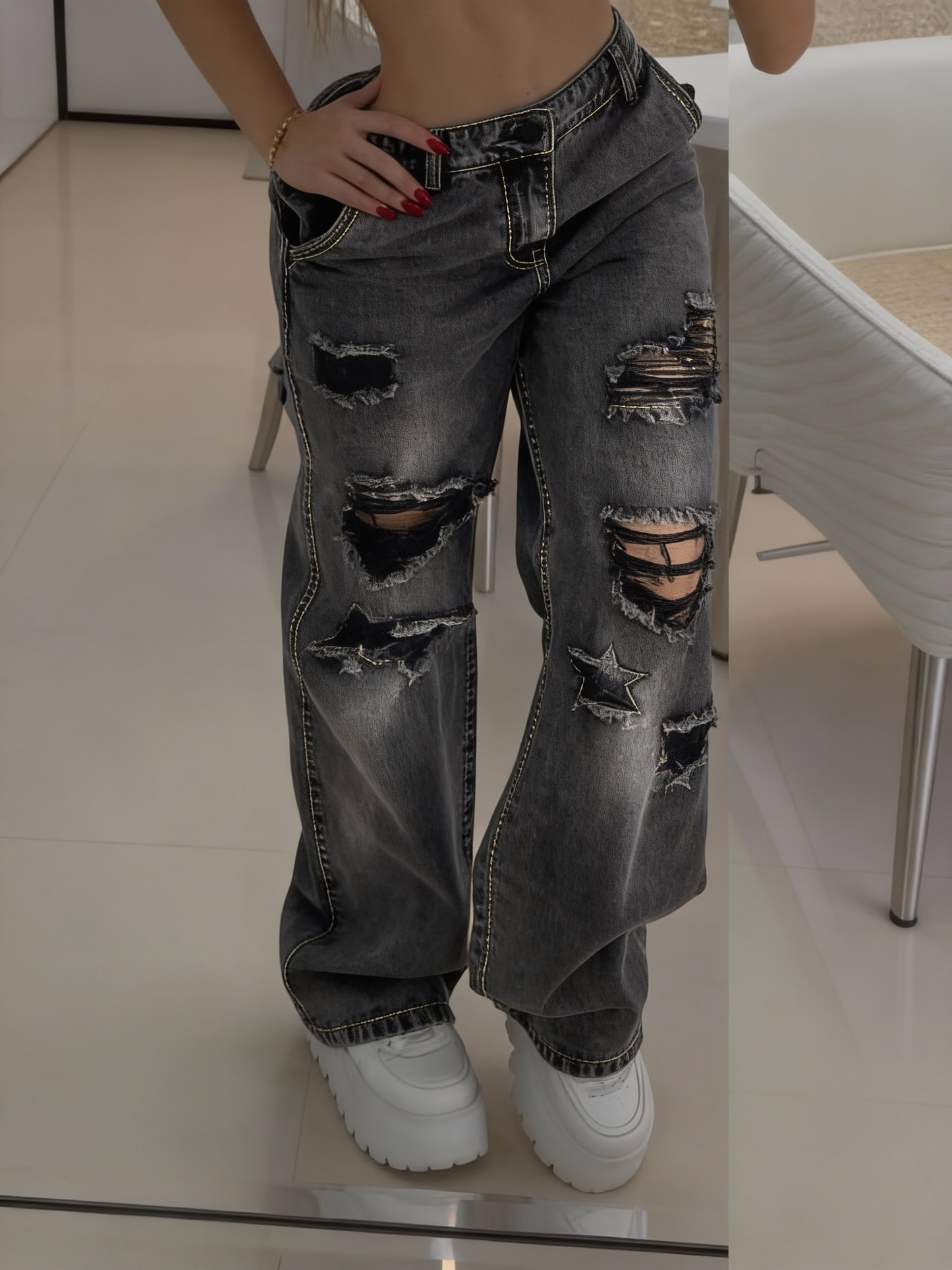 Pantalon Moon stars Gris k4507